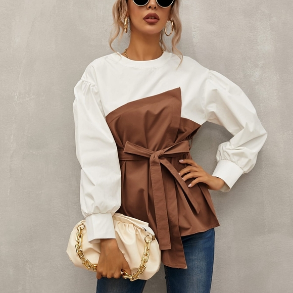 Tops - Keyhole Back Belted 2 In 1 Top